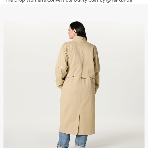 Amazon The Drop Women's Tan Convertible Trench Utility Coat by Takkunda Large - Picture 2 of 9